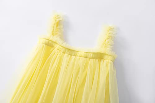 Lzh Baby Girls Layered Dress Tulle First Birthday Dresses For Girls Toddler Princess Sleeveless Tutu Dress Yellow #TOP1