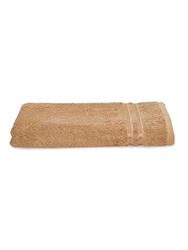 WELSPUN 100% Cotton Bath Towel Quick Dry HIGH Absorbency Attractive Border (Solid 70CMX137CM)-TAN