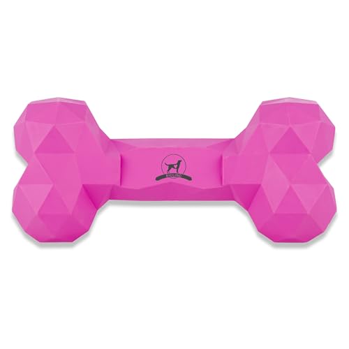 Kauspielzeug für Hunde Kauknochen robust & langlebig: Hundespielzeug gegen Langeweile aus Naturkautschuk für aggressives kauen - befüllbar, robust & gut für die Zahnpflege | Farbe: Hot Pink, Größe: M