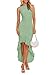 ZESICA Women's 2025 Summer Ruched Bodycon Dress Sleeveless Backless Ruffle Mermaid Cocktail Wedding Party Dresses,Sage,Small