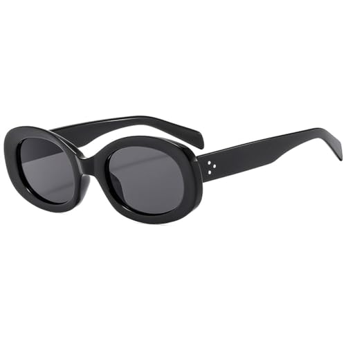 Lunettes de soleil ovales rétro noires pour femme style vintage de vacances