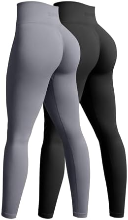 OQQ 2-Piece Yoga Leggings for Women Seamless Workout High Waist Butt Lifting Athletic Leggings