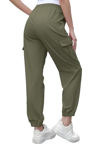 Image of Cromoncent Girls&Womens Cargo Pants Elastic Waist Lightweight Outdoor Jogger Pants, 6 Years - XX-Large