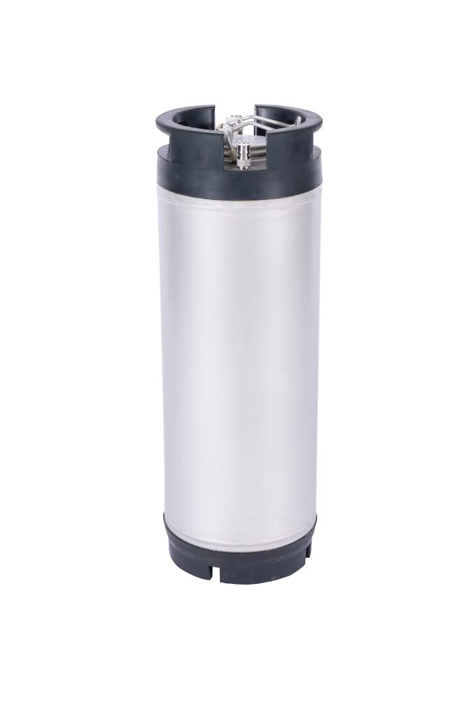 Two Pack of New 5 Gallon Silver Stainless Steel Ball Lock Kegs with Dual Rubber Handles
