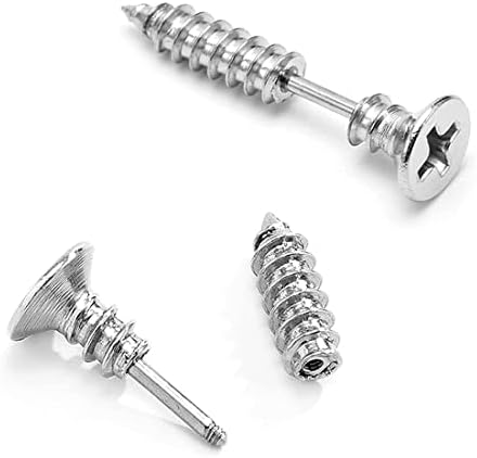 LEEQ 2pcs Women Men Punk Stainless Steel Screw Ear Studs Earrings Jewelry Silver-