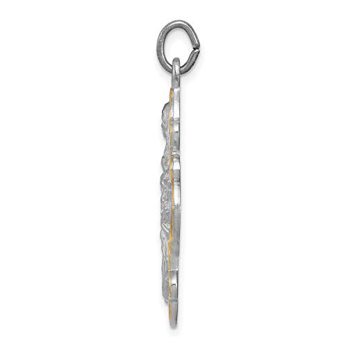 Vermeil 4-Way Budded Cruciform Cross Charm In 925 Sterling Silver 36 Mm X 35 Mm #TOP1