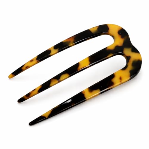 Épingle à cheveux 3 broches French Amie fait main en acétate haut de gamme jaune