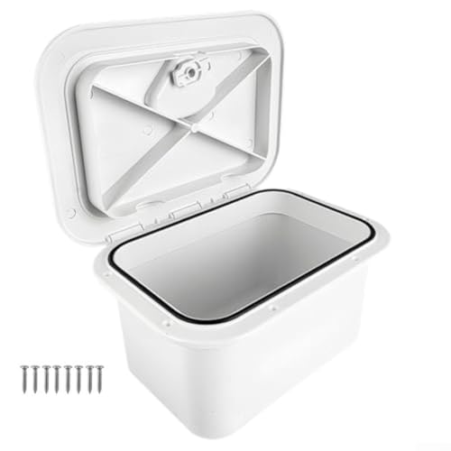 HOHOVYVY Caja de almacenamiento de cubierta marina de 37,5 x 27 x 17,5 cm de ABS resistente con tapa impermeable para barcos de pesca, yates y barcos pequeños (blanco)