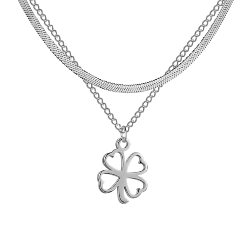 Collier à Quatre Feuilles en Argent - Cadeau Idéal d'Anniversaire Femme