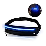 WRENN & RAE LED RECHARGEABLE LIGHT Slim Running Belt for Men and Women - Adjustable Fitness Belt Bag Phone Holder, Fanny Pack, Jogging, Hiking, Traveling Pouch, Expandable Money Belt Bag