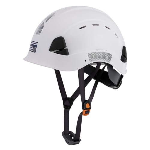 LOHASTAR Hard Hats Construction Safety Helmet Adjustable Men Worker CE Hardhat Lime Hard Hat with Chin Strap Industrial Construction Helmet(UK-A3 White)