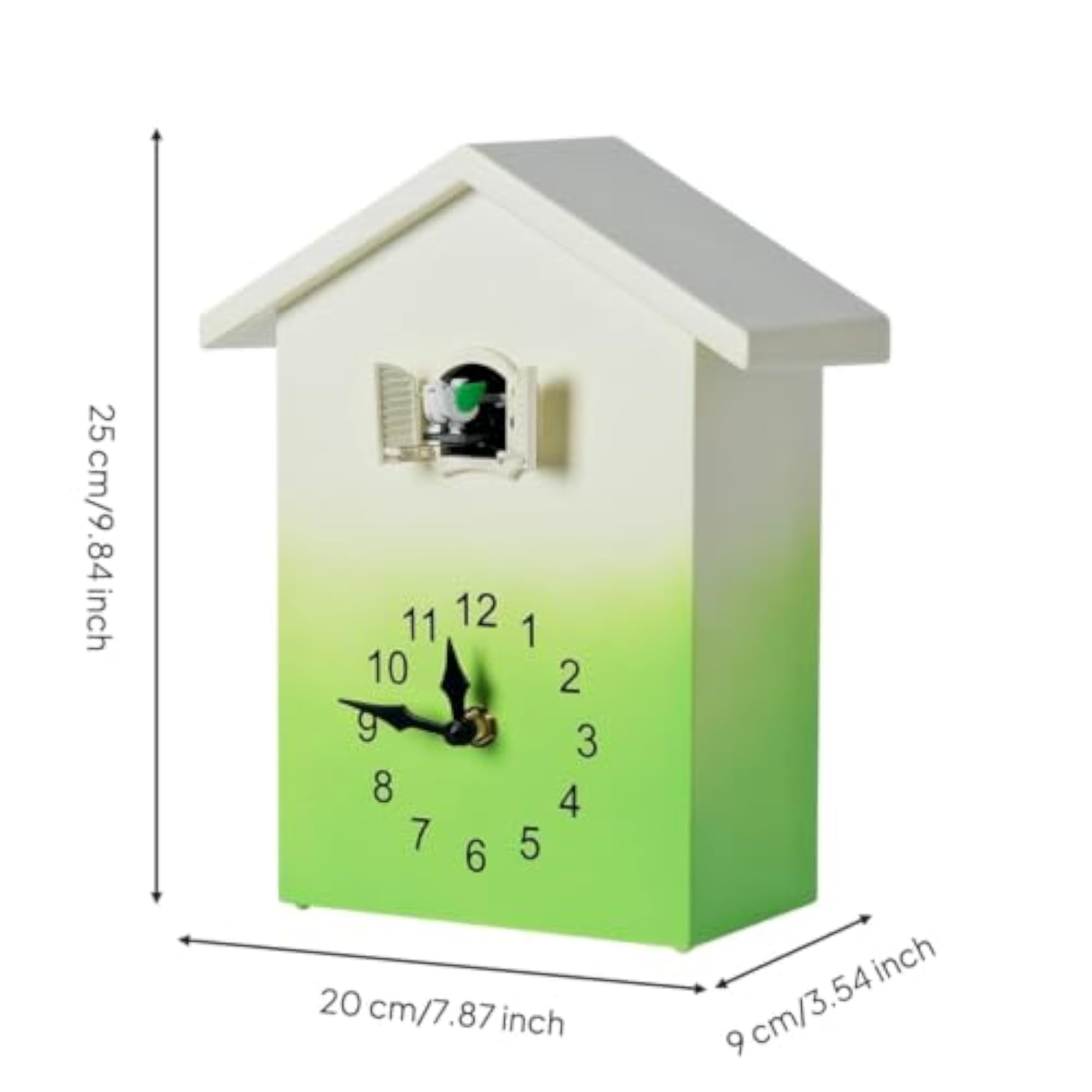 House-Shaped Cuckoo Clock with Pendulum, Green
