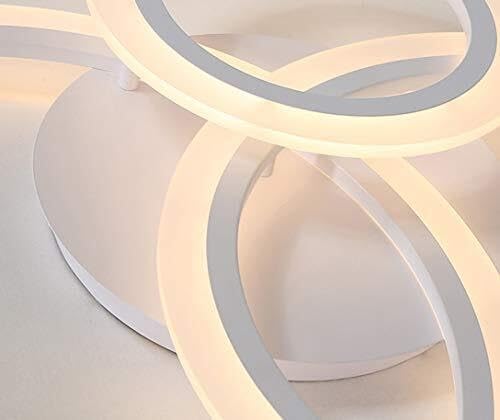 Modern Dimmable LED Ceiling Light with Remote Control, Flush Mount 3-Ring Acrylic Shade Fixture for Bedroom, Living Room, Dining Room, and Hallway Lighting (L69xW67cm)