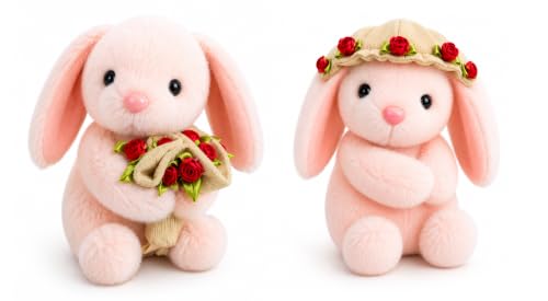 Image of SCOOBA Adorable 2 in 1 Bouquet into Cap Bunny Soft Toy 15cm (Transformation Bouquet Bunny Pink)