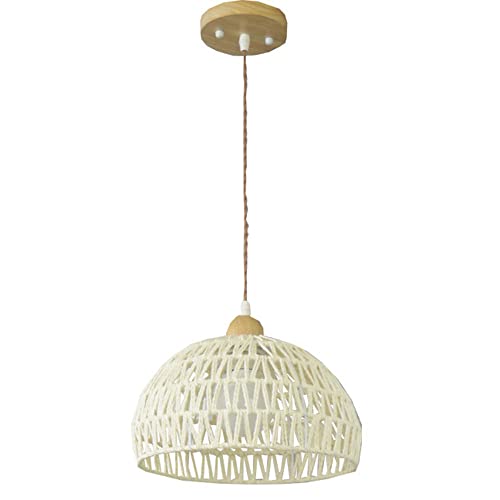Lampe à suspension en corde de chanvre naturelle de 11,8 pouces avec douille E27 vintage