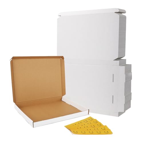 Image of RLAVBL 12x9x1 Shipping Boxes Set of 25, White Corrugated Cardboard Box for Packing, Mailing, Business