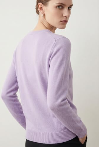 Image of JENNIE LIU Women's 100% Pure Cashmere Crew Neck Sweater, Tight Knit Cozy Soft Hand Washable Long Sleeve Pullover