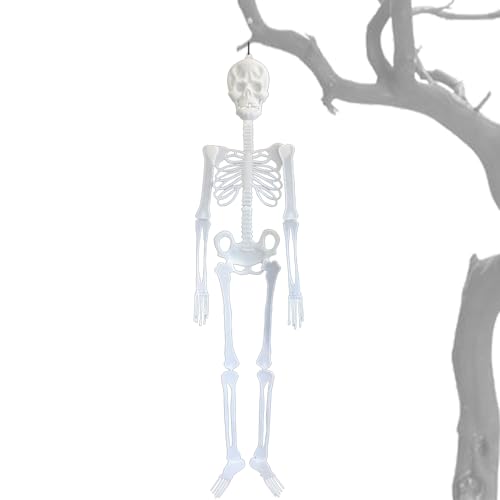 Halloween-Skelett, 152 cm, leuchtet im Dunkeln, gruseliger Totenkopf, Halloween-hängende...