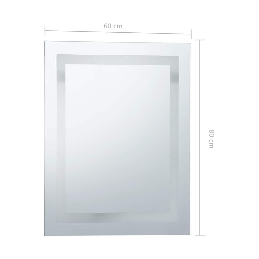 Espejo de baño LED con sensor táctil 60 x 80 cm, espejo cosmético sin marco con marco de aluminio, protección IP44, iluminado para baño, dormitorio y pasillo, incluye accesorios de montaje