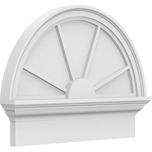 24"W x 18-3/4"H x 2-3/4"P Half Round 4 Spoke Architectural Grade PVC Combination Pediment