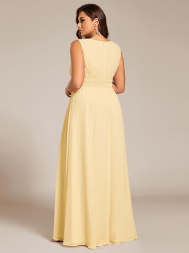 Image of Ever-Pretty Plus Women's Round Neck Sleeveless Empire Waist Maxi Plus Size Formal Gowns Bridesmaid Dresses