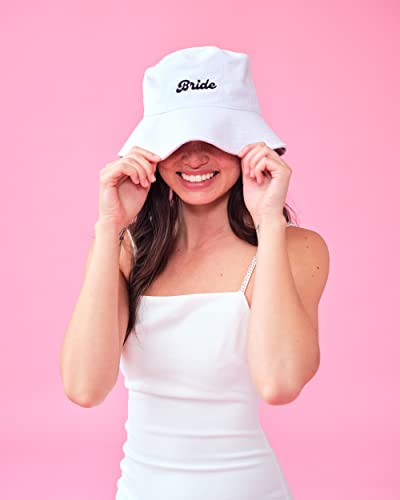 xo, Fetti White Bride Bucket Hat | Bachelorette Party Decorations, Bridal Shower Gift, Bach Favors, Engagement Party Accessory, Camp Bride to Be