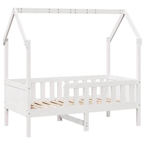 Vidaxl Giroletto Casetta Bambini Bianco 70X140 Cm Legno Massello Pino, Struttura Letto Casa Per Bambini, Giroletto Per Bambini, Telaio Letto Per Bambi