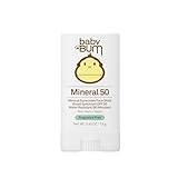 Sun Bum Baby Bum Mineral SPF 50 Sunscreen Stick - Hawaii 104 Act Compliant (Without Octinoxate & Oxybenzone) - UVA/UVB Face and Body Protection - Unscented for Sensitive Skin - Travel Size - 0.45 Oz
