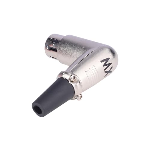 Image of MX 3 Pin XLR Microphone pin Pure Copper Nickel Plated for High Conductivity microphone (3 Pin Mic Female Connector XLR Right Angle, Pack of 2, Female Connector)