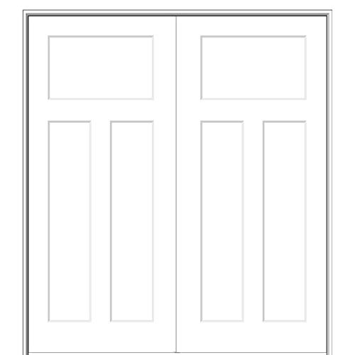 National Door Company ZZ09498BA Solid Core Molded Craftsman 3-Panel, Prehung Interior Double Door, 60" x 80"