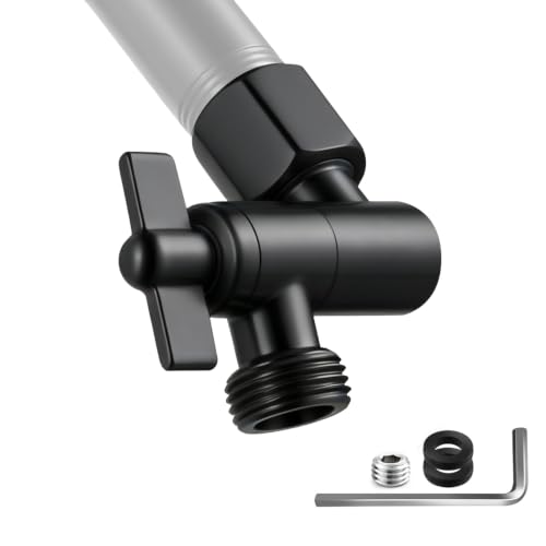 OFFO Shower Head Extension Arm, 2.4 in Shower Extension Arm with Locking Nut, Adjustable Height and Angle Shower Arm Extender, Universal G1/2 Connector for Fixed and Handheld ShowerHead, Matte Black