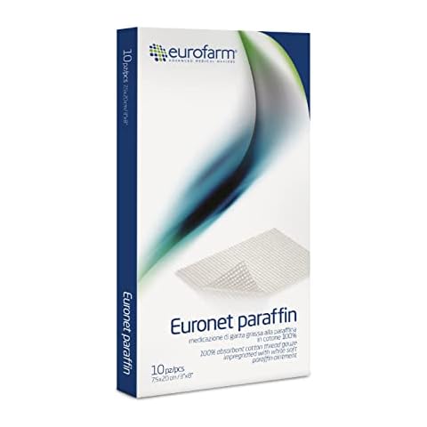 Euronet Paraffin-3 x 8 in-Hypoallergenic and Non-Adherent,Primary Wound Contact Layer in The Treatment of Burns,Abrasions,Skin Grafts (10 Pcs per Box) Cover