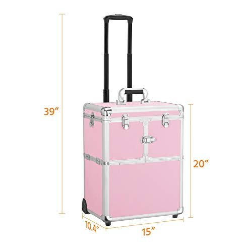 Topeakmart Portable Aluminum Rolling Cosmetic Storage Jewelry Organizer Mechanics Tool Kit Storage Trolley Case #TOP2