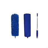 Herramienta portátil para quitar el polvo con alcance flexible para ventiladores de techo persianas y moldura de corona cuenta con cabezal extraíble para comodidad de lavado y reemplazo