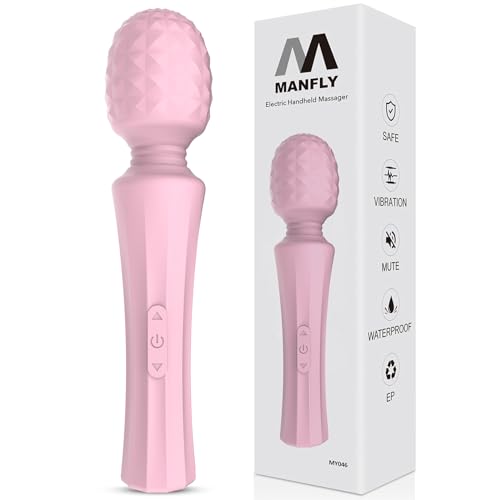 MANFLY Multifunctional Mini Massager, Powerful Rechargeable Waterproof Neck Massager, Home Muscle Massager (Pink)