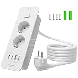 Inhwatek Einbausteckdose mit USB (PD 20W), 2-Fach Steckdosenleiste, 6-in-1 Versenkbare Tischsteckdose, Mehrfachsteckdose mit 2M Kabel Für Küche Büro Arbeitsplatte, 16A/4000W