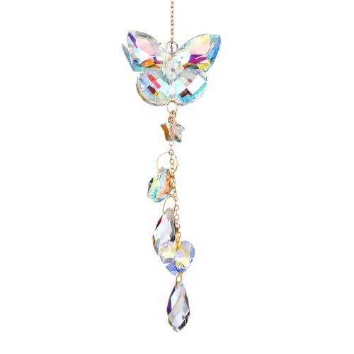 NHQZ Mariposa Atrapasoles cristal colgante, Decoración Colgante de Cristal para Jardín,Atrapasoles de Cristal, Crystal Suncatcher Ornamento Colgante, para Colgar en Casa, Jardín