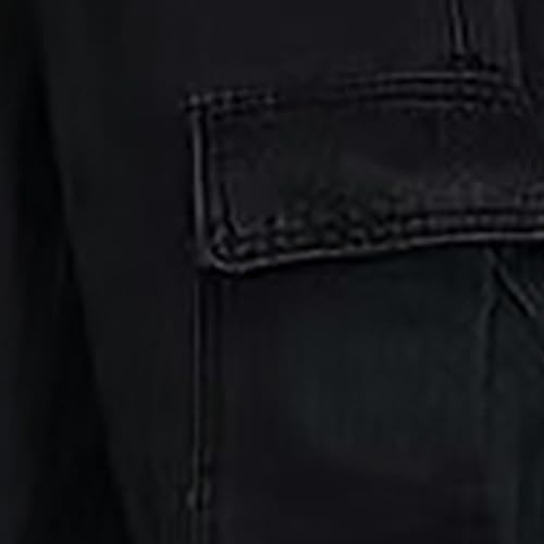 Loose Cargo Jeans for Men Elastic Waist Denim Highstreet Work Pants Vintage Straight Leg Drawstring Hip Hop Trousers3