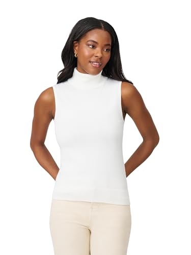 Image of Cable & Gauge Sleeveless Turtleneck Sweater - Chic Mock Neck Tank Top, Perfect for Layering & Year-Round Wardrobe Essentials