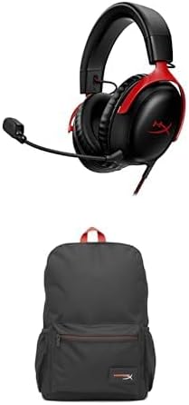 Bundle of HyperX Cloud III – Wired Gaming Headset, PC, PS5, Xbox Series X|S,53mm Drivers, 10mm Mic + HyperX Backpck Black/Red