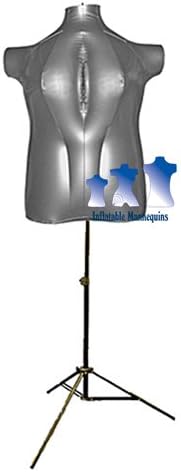 Inflatable Female Torso, Plus Size 2X, with MS12 Stand, Silver