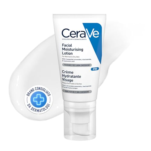 CeraVe Crema Viso Idratante Notte, Per Pelli da Normali a Secche, Pelle Idratata Durante la Notte, Barriera Protettiva Restaurata, Con Ceramidi Essenziali, Acido Ialuronico e Niacinamide, 50 ml