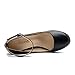 Women's Block High Heel Pumps with Ankle Strap, Round Toe, Classic Style Matte Black 26.01cm Insole - US 9.5