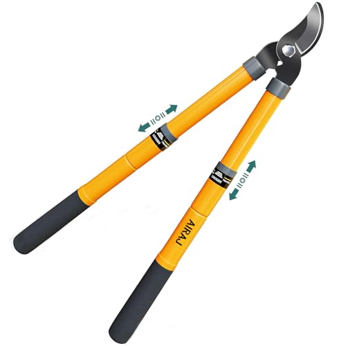 AIRAJ Troncarami Telescopico 42-61cm, Troncarami a Risparmio di Lavoro con Lame Affilate, Manici Allungabili con Rivestimento Protettivo, Troncarami Bypass per La Potatura di Rami Secchi e Umidi