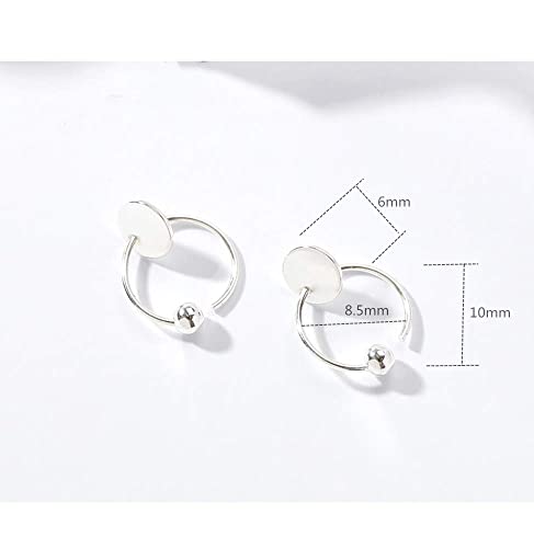 Sterling Silver Disc Drop Dangle Ball Bead Small Hoop Earrings for Women Girls Huggie Endless Round Hoops Cartilage Helix Stud Tragus Minimalist Sleeper Pierced Ear Nickel Free 8mm2