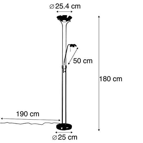 Qazqa Moderno Lámpara de pie negra flexo regulador LED - DIVA 2 Acero Redonda/Alargada Incluye LED Max. 2 x 18 Watt
