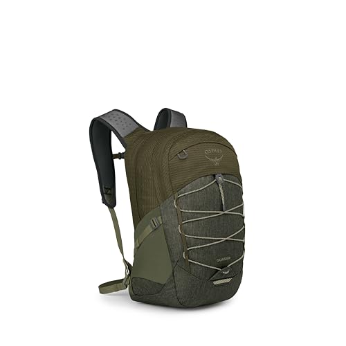 Image of Osprey Quasar Commuter Backpack - Slim Everyday Bag with Laptop Sleeve & Bottle Pockets for Work & Schoo, Moss Green /Earl Grey Heather