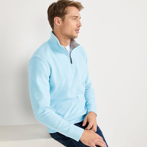 Pull à fermeture éclair 1/4 côtelé bleu ciel Lands' End homme L