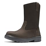 NINGO Steel Toe Work Boots for Men Women, Waterproof Wellington Mens boots with Full Grain Leather, Slip resistant and Puncture Proof, Pull-On Work Shoes for Construction, Industrial and Farming