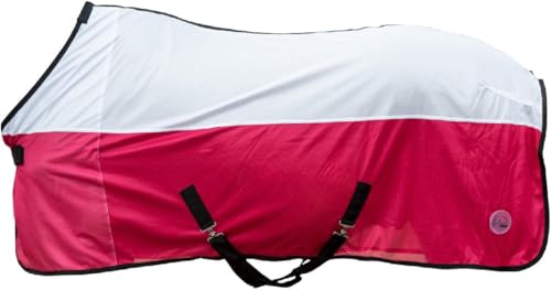 Manta anti-moscas HKM color magenta en talla 135 para proteccion equina